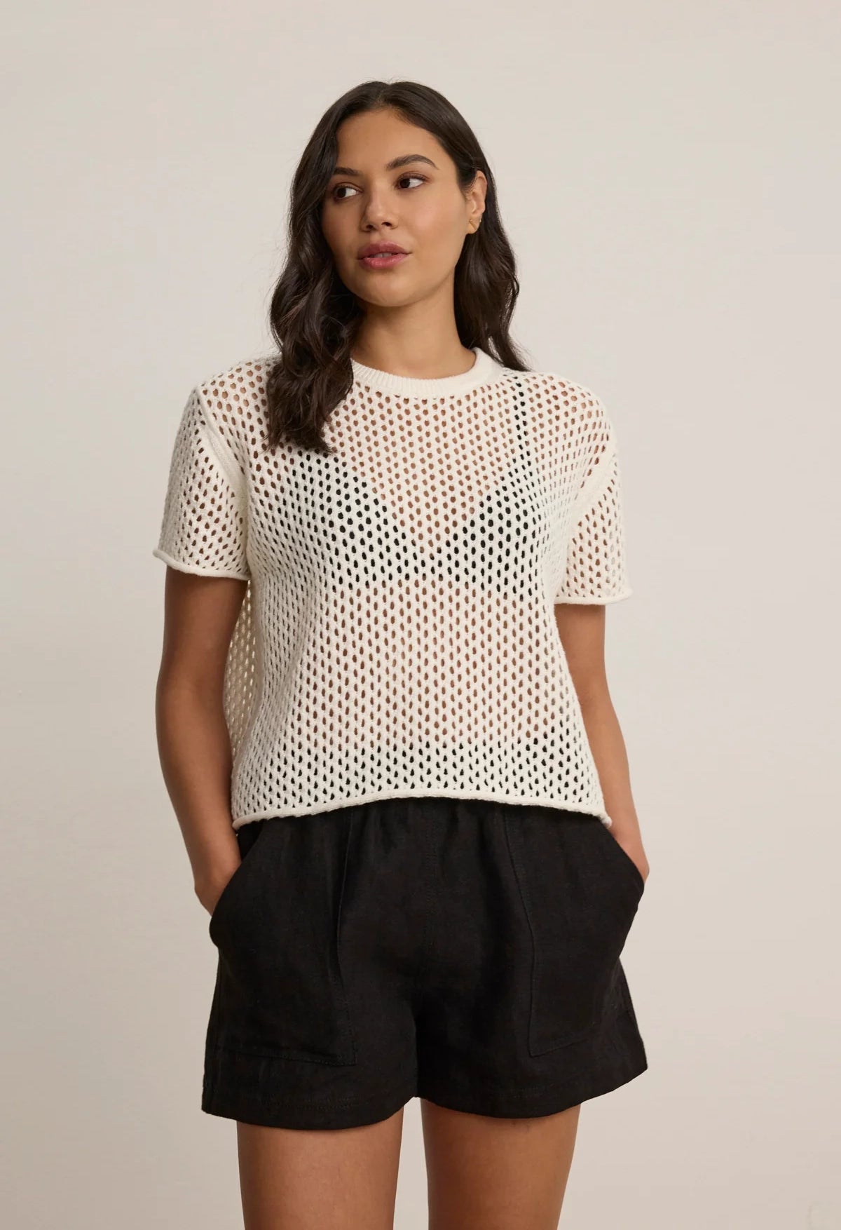 Ashley Cotton Cashmere Mesh Sweater