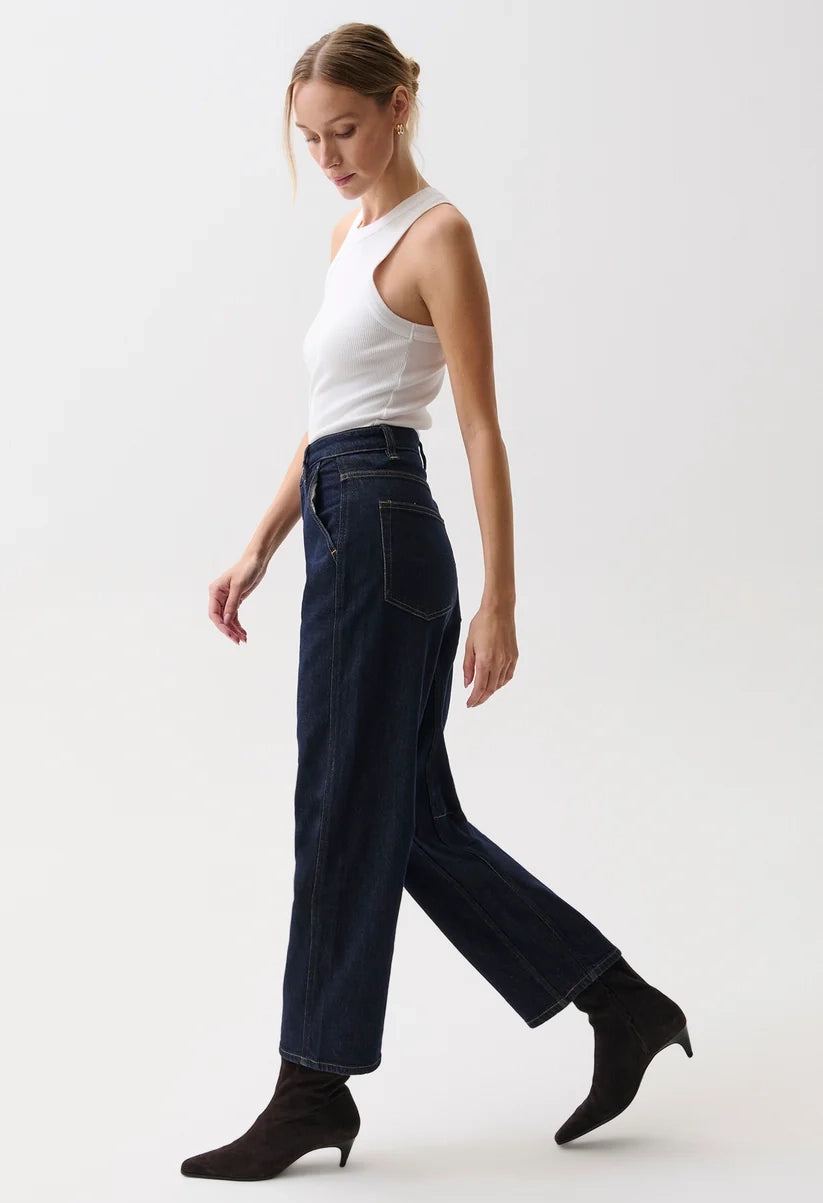 Beau Seamed Crescent Raw Jean