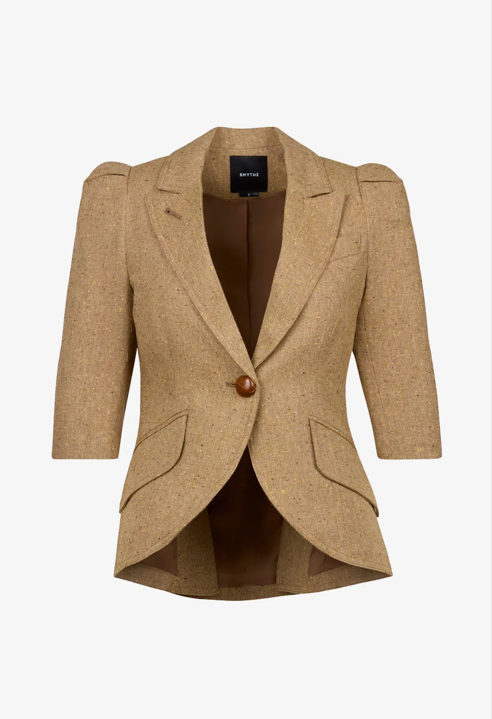 Crop Sleeve Pouf One Button Blazer