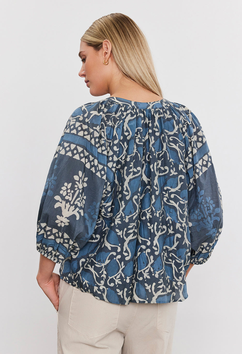 Dayana Printed Silk Cotton Voile Long Sleeve Top