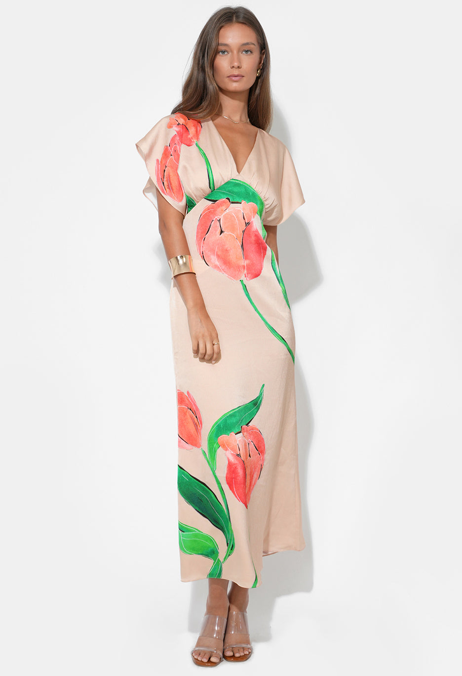 Madelyn Flutter Sleeve Large Midi Dress