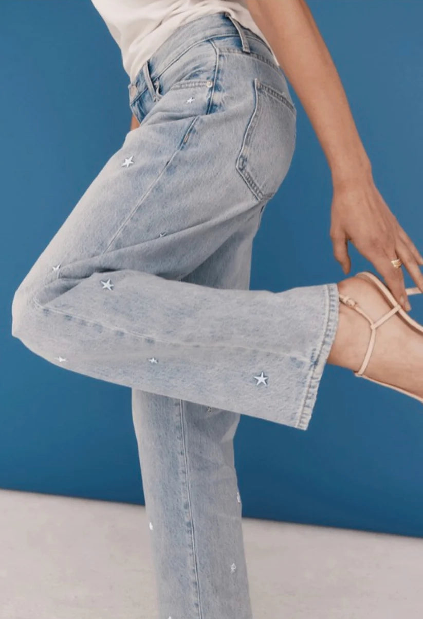 Lexi Mid Rise Bowed Straight