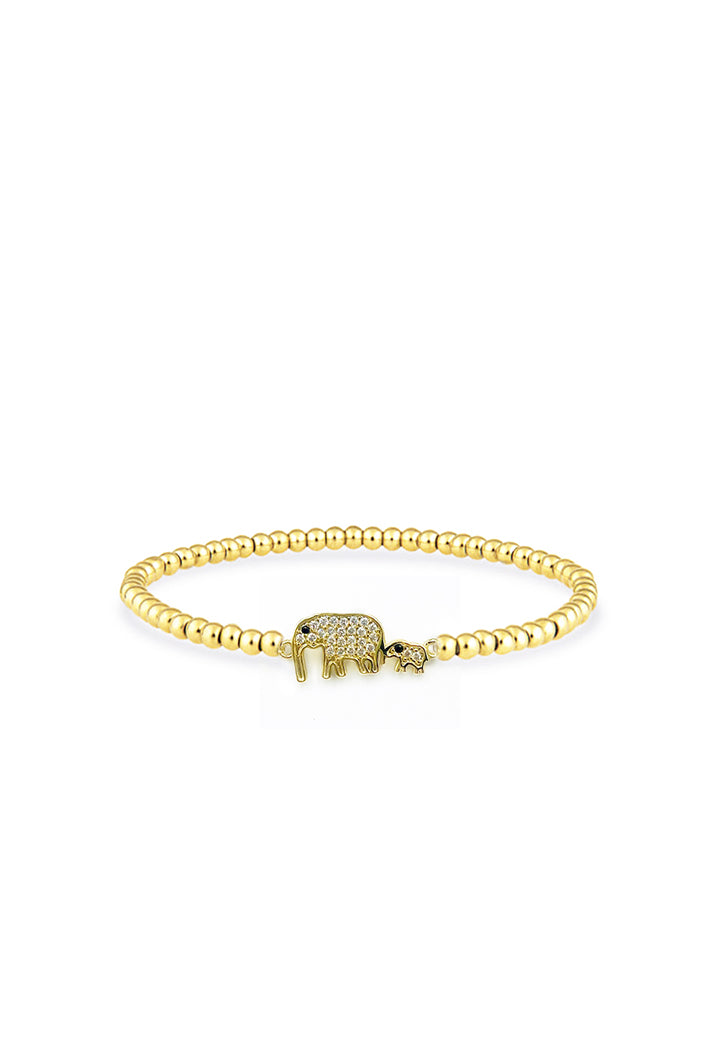Mama Elephant and Calf Crystal Bracelet