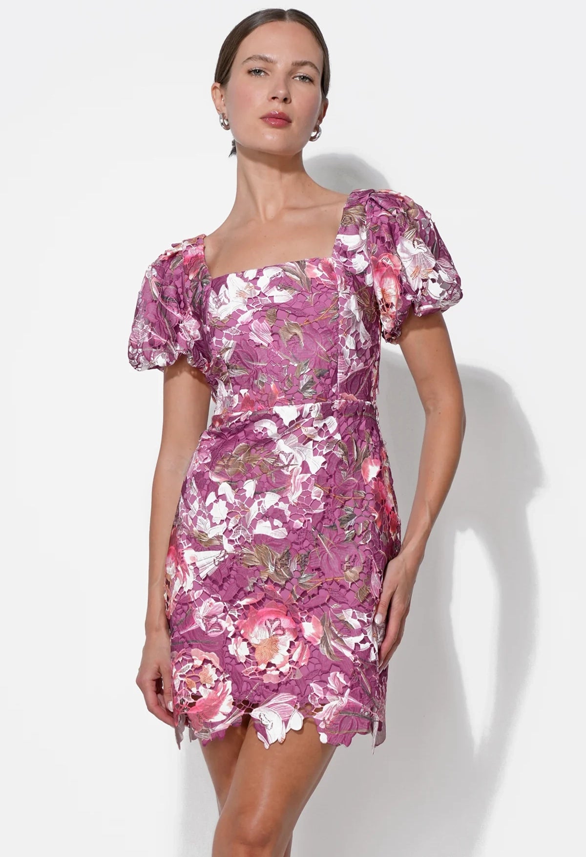 Maybelle Floral Lace Puff Sleeve Dress