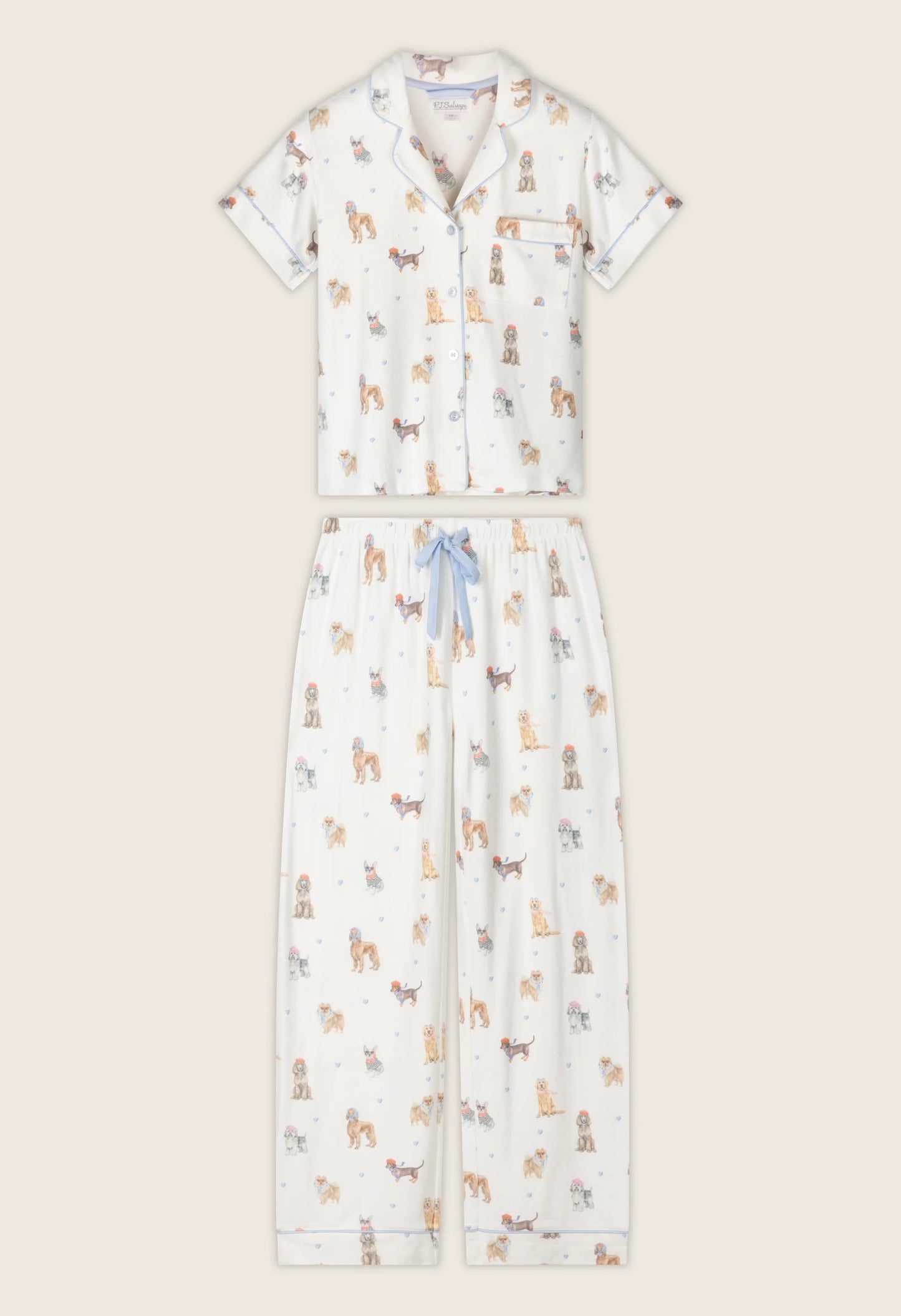 Meet Me in Pawris Dog Print 3-Piece PJ Set