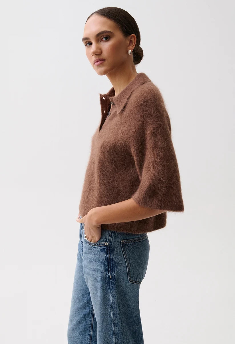 Nadya Alpaca Blend Boxy Polo Sweater