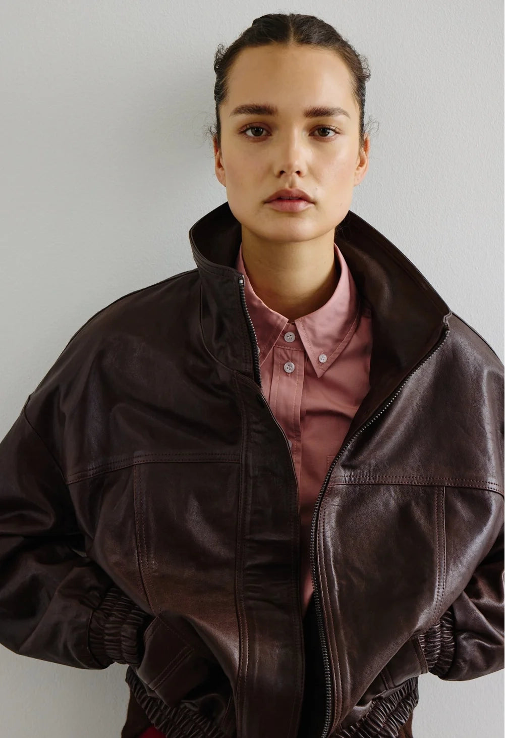 Oversized Leather Bomber