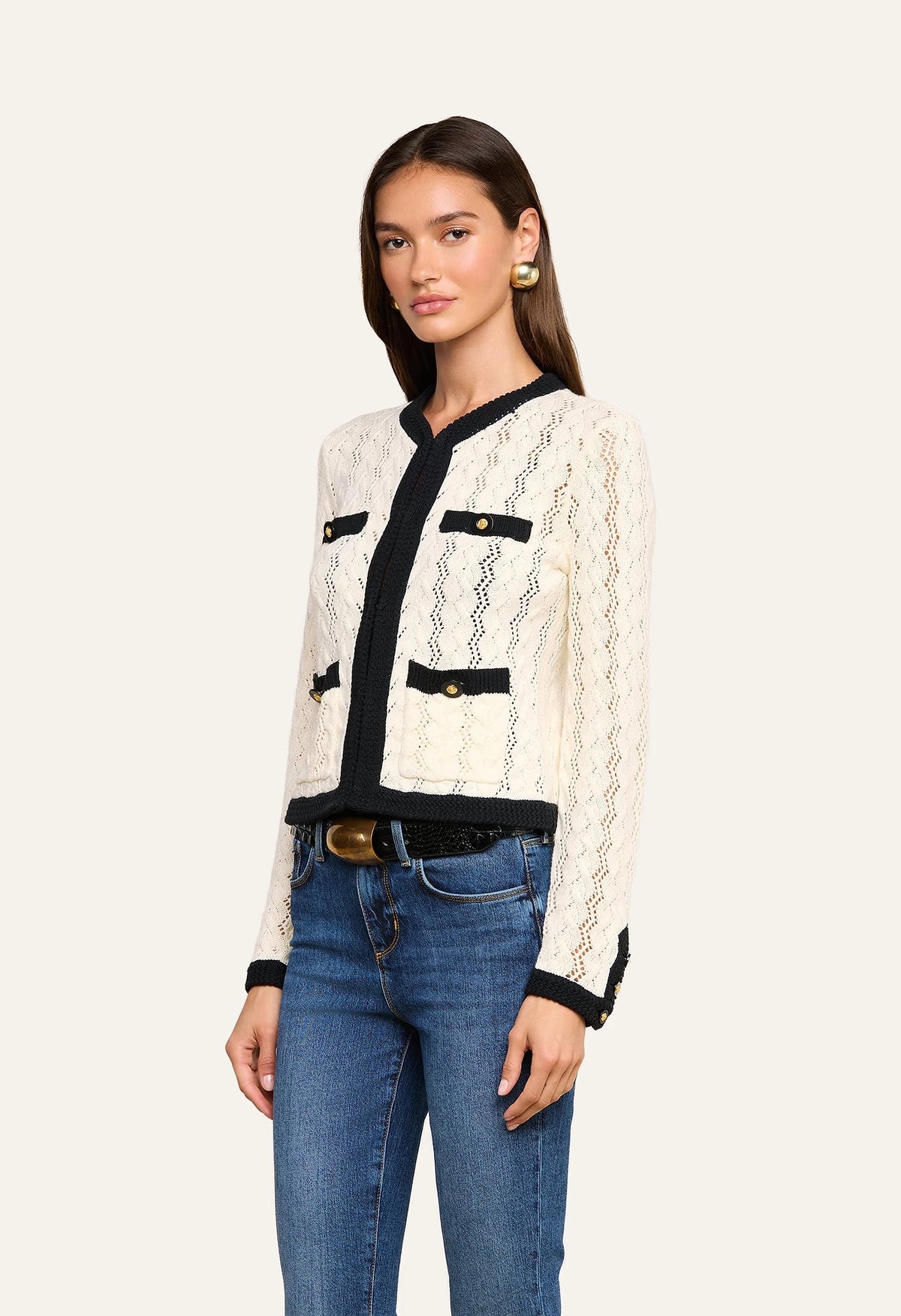 Zephyra Pointelle Knit Cardigan