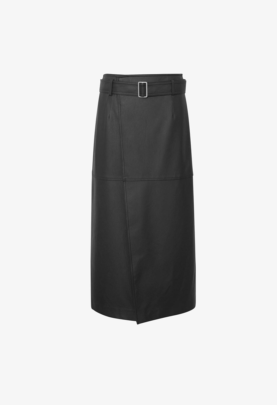 Belted Faux Leather Skirt