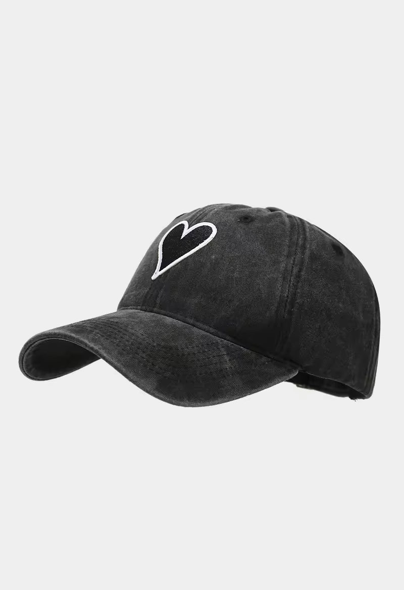 Dark Grey Heart Baseball Hat