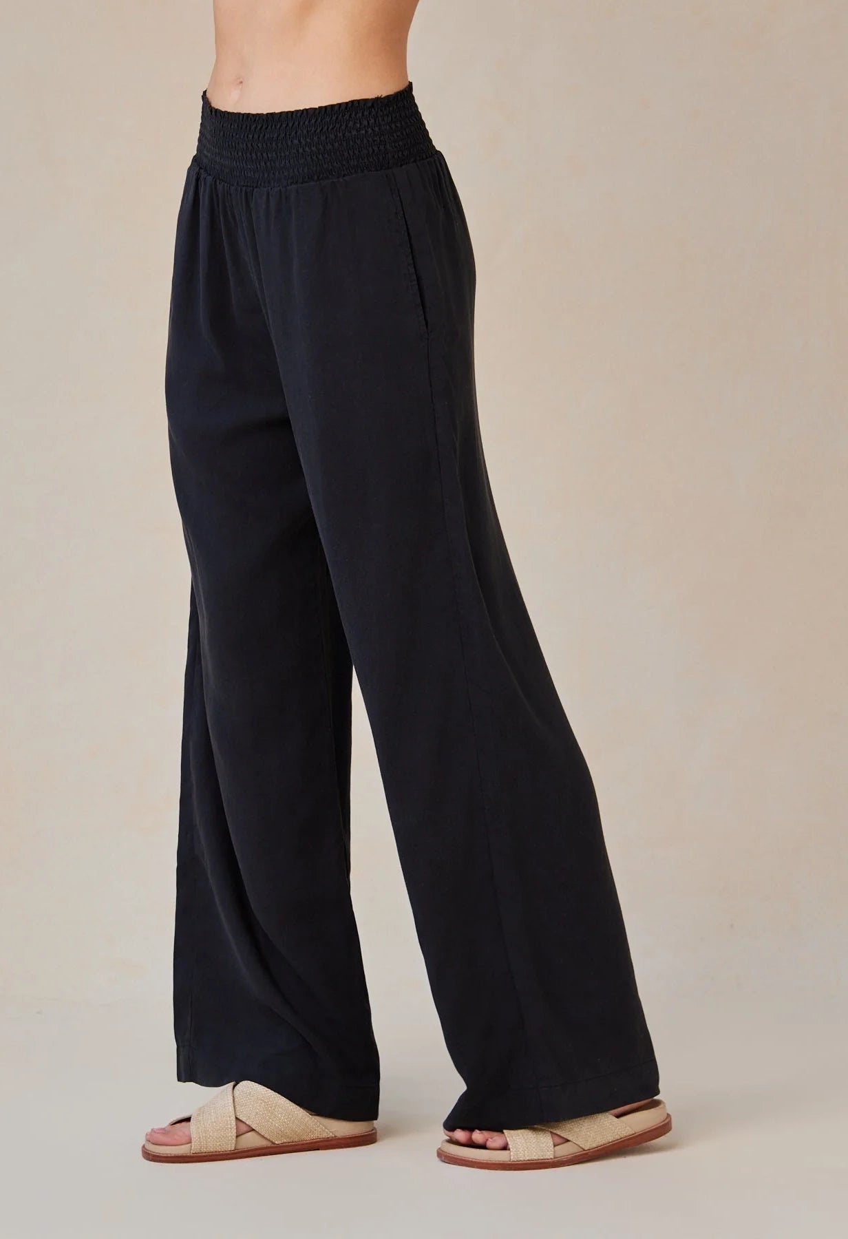 Smocked Waist Wide Leg