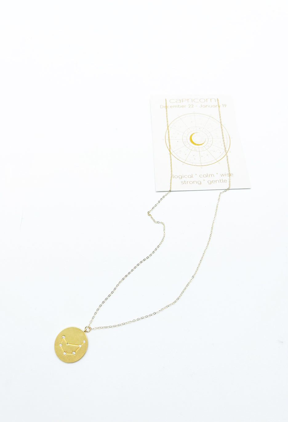 Zodiac Capricorn Cz Coin Necklace