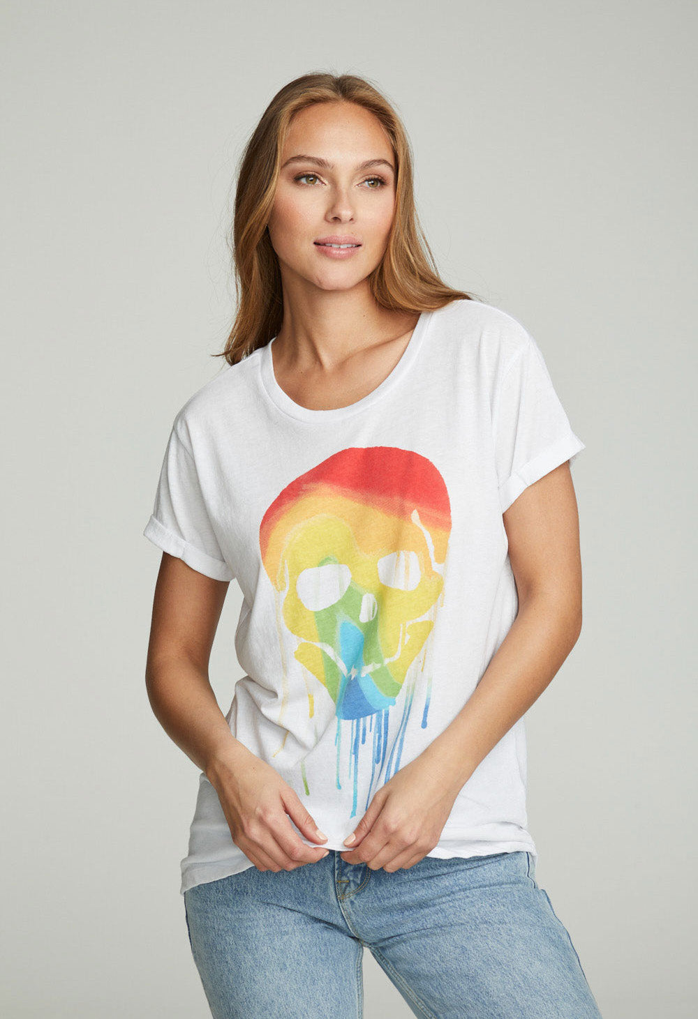 Drippy Skull Cotton Jersey Crew Neck Tee