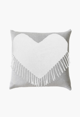 Fringed Kr Heart Sweater Pillow