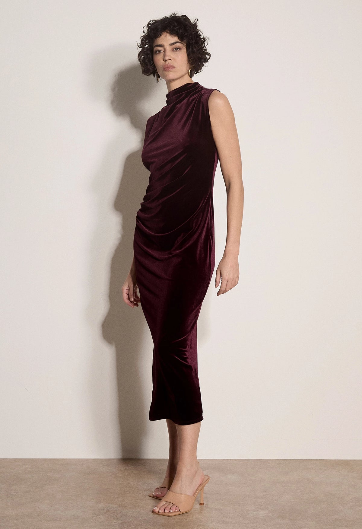Velvet High Neck Bodycon Dress