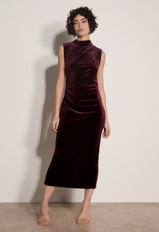 Velvet High Neck Bodycon Dress