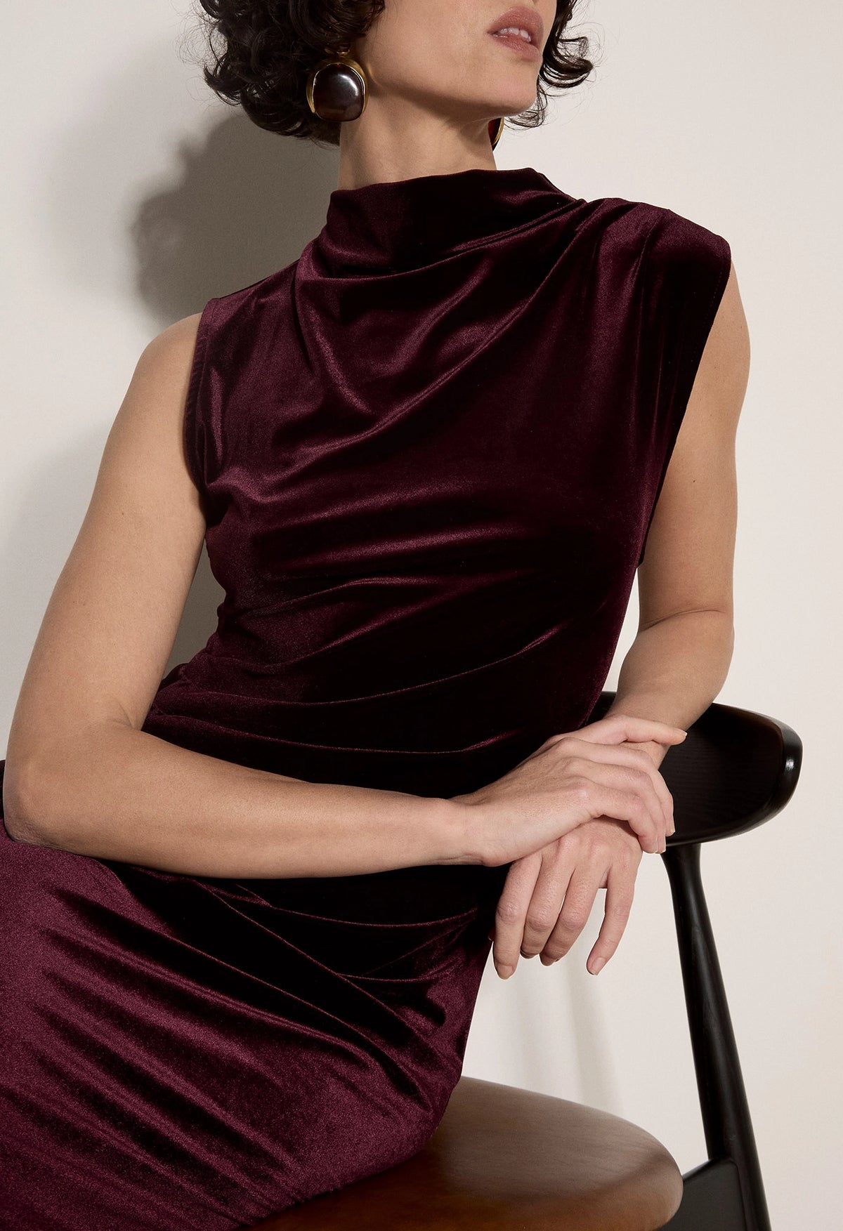 Velvet High Neck Bodycon Dress