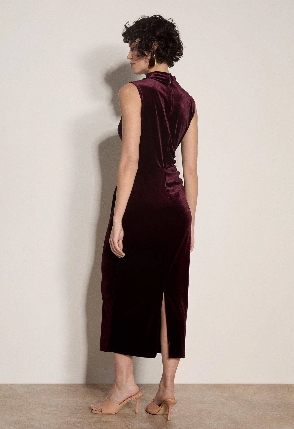Velvet High Neck Bodycon Dress