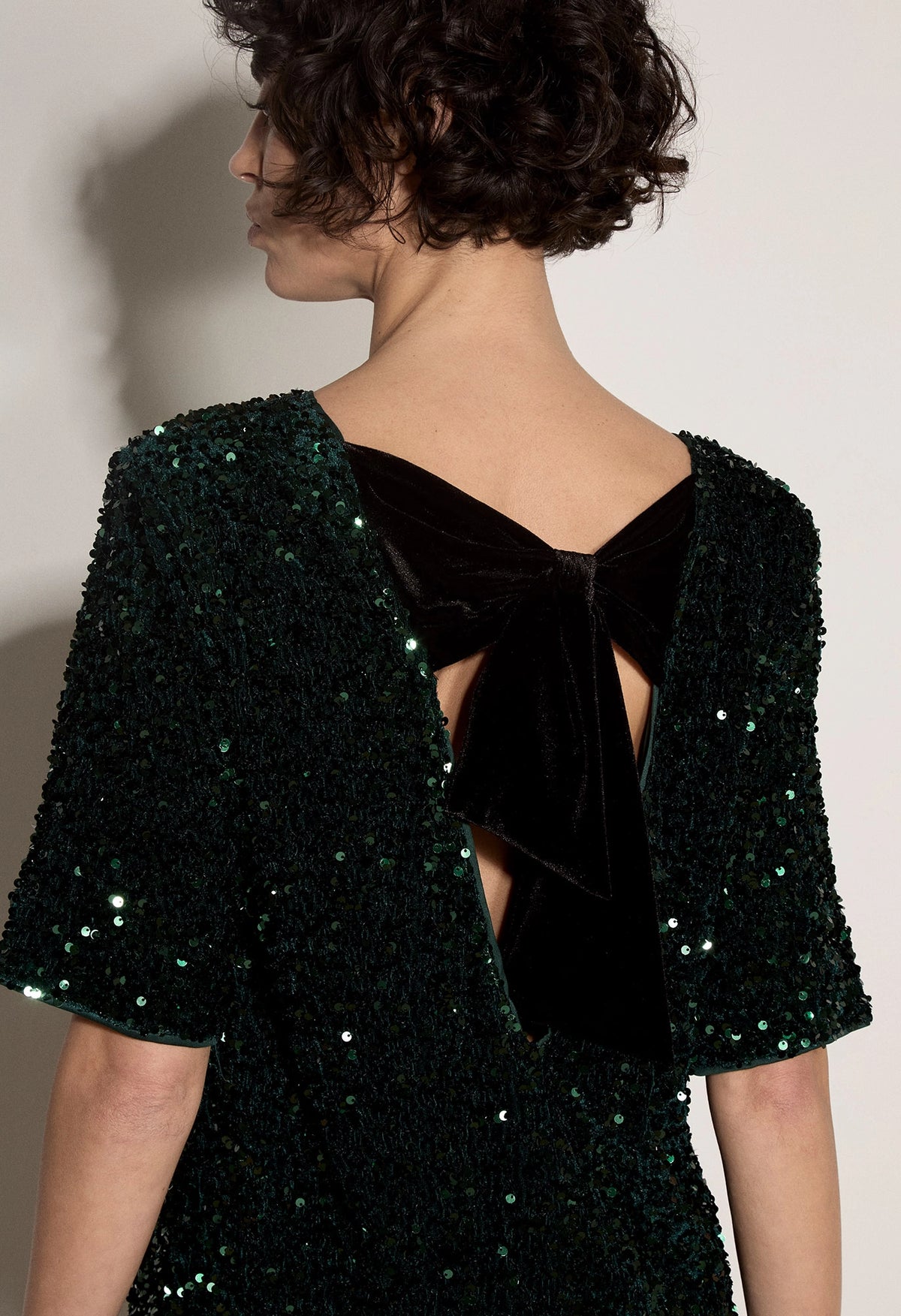 Velvet Sequin Bow Back Dress