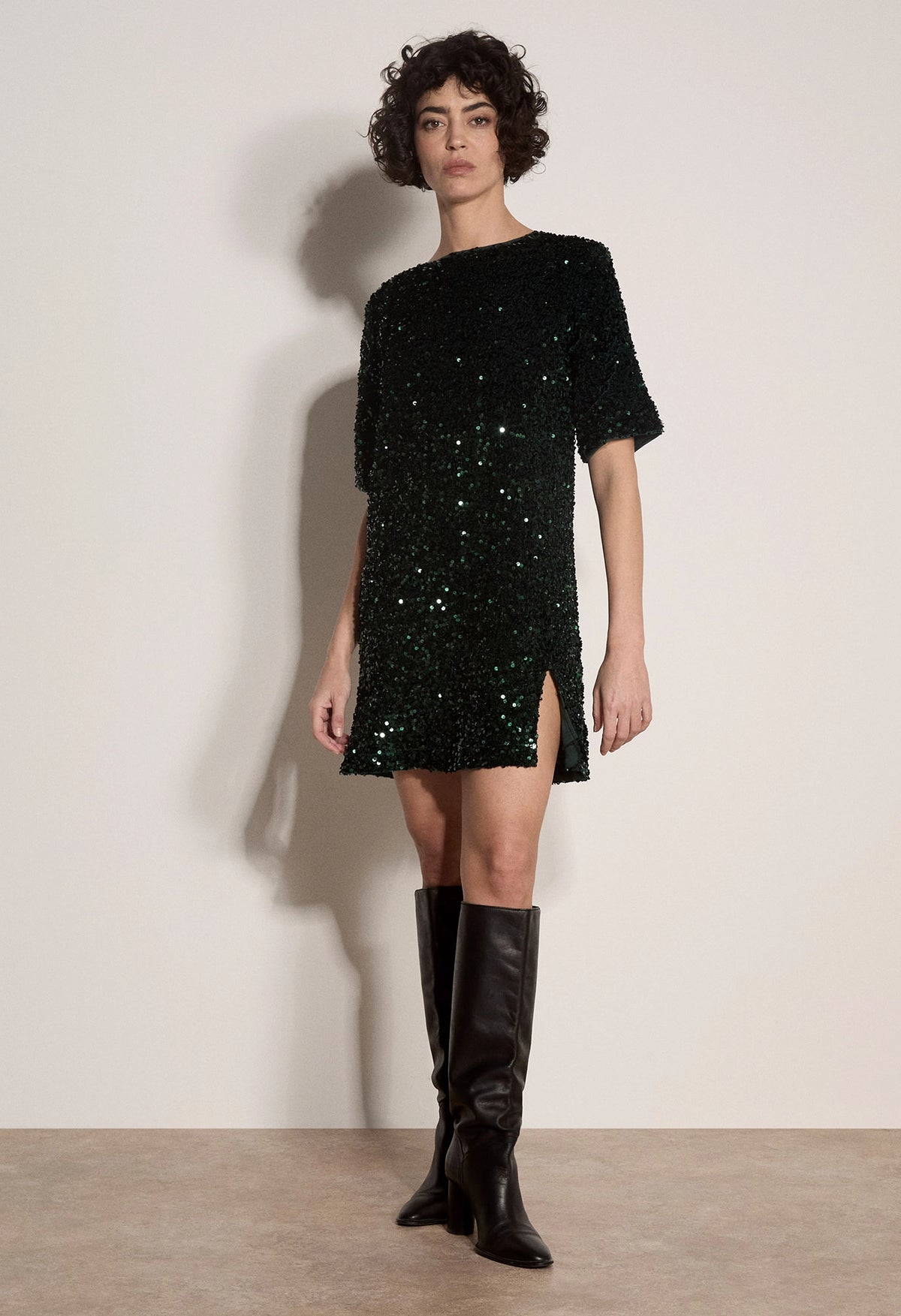Velvet Sequin Bow Back Dress