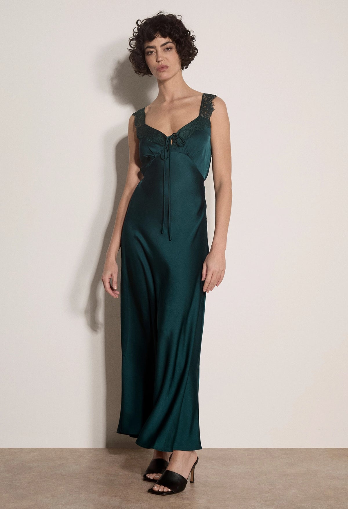 Lace Satin Maxi Dress
