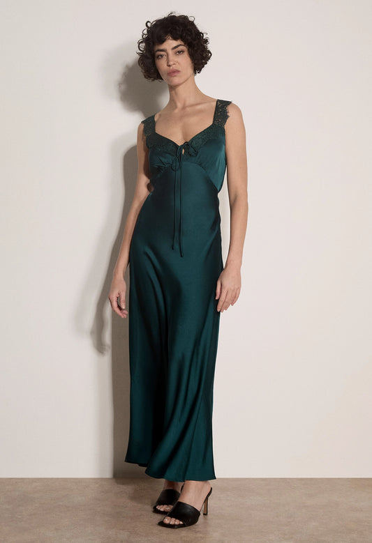 Lace Satin Maxi Dress
