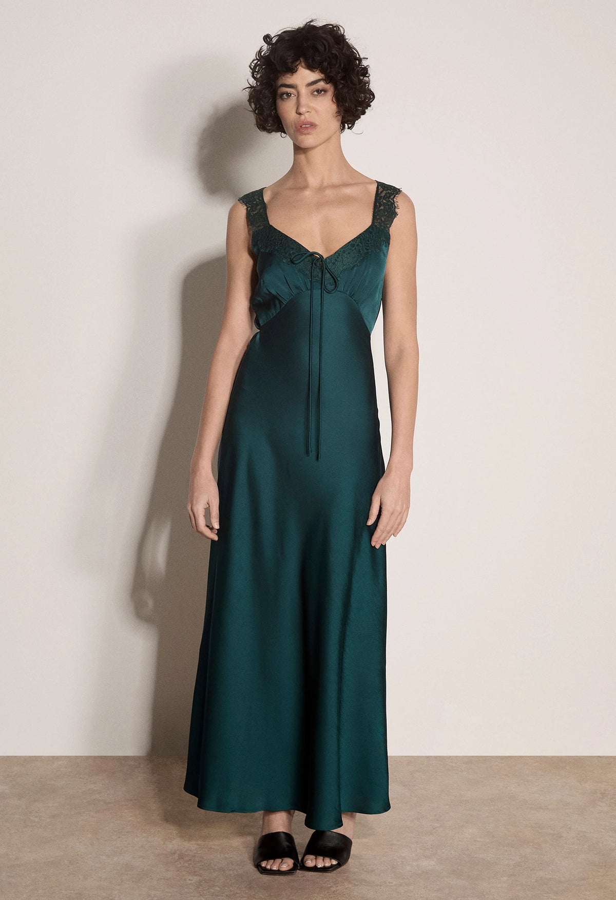 Lace Satin Maxi Dress