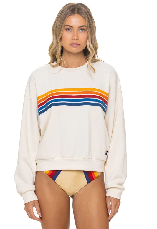 5 Stripe Relaxed Crew Sweatshirt