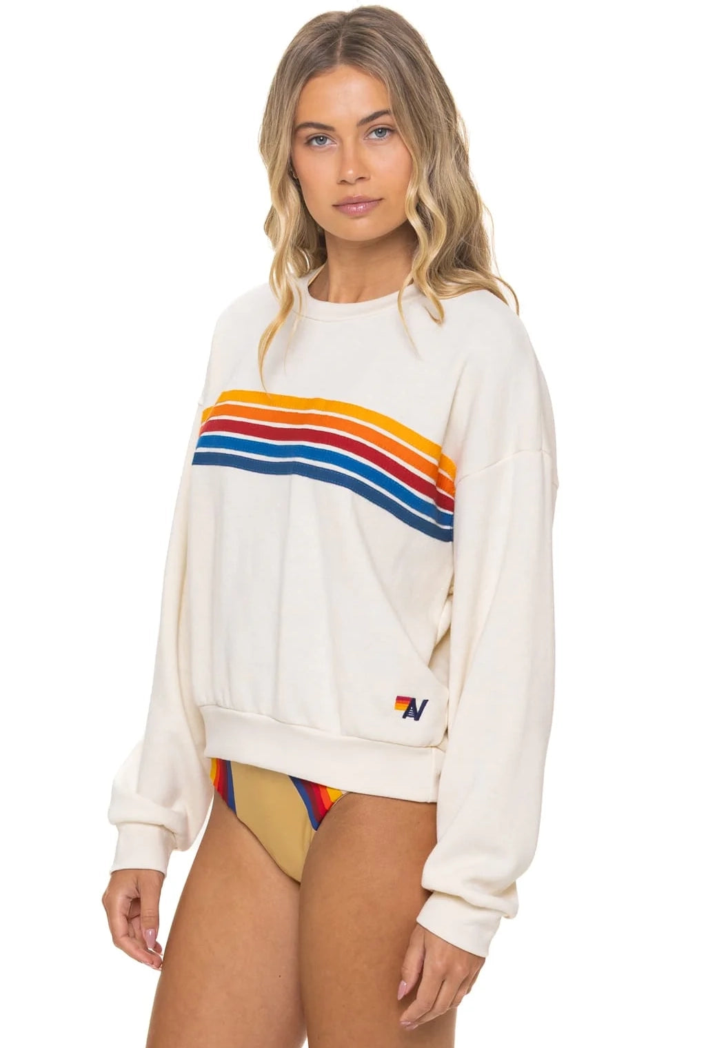 5 Stripe Relaxed Crew Sweatshirt