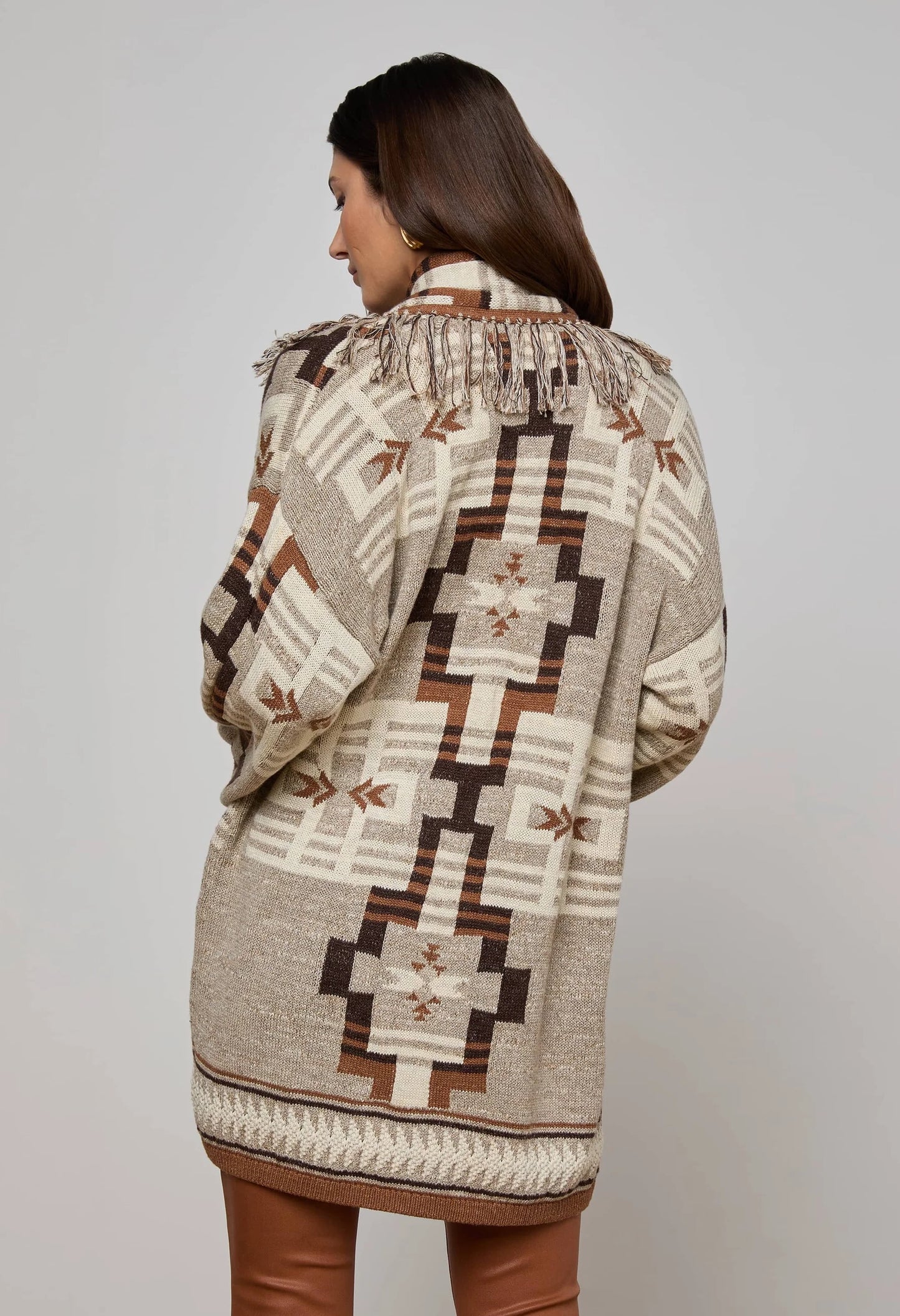 Jair Jacquard Fringe Cardigan
