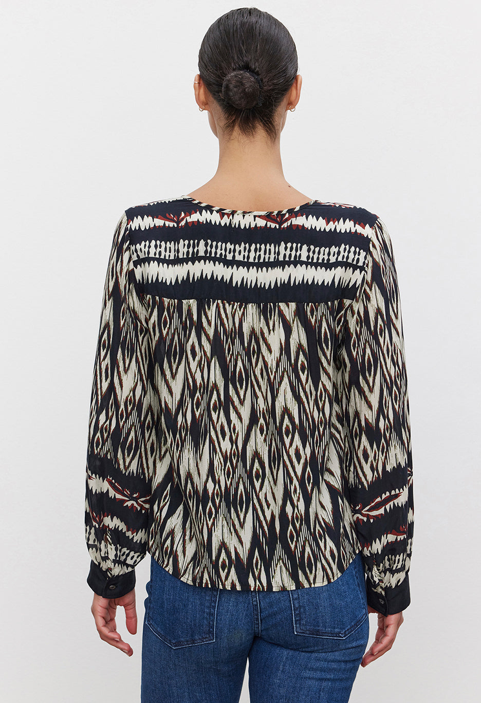 Abrielle Ikat Viscose Long Sleeve Top