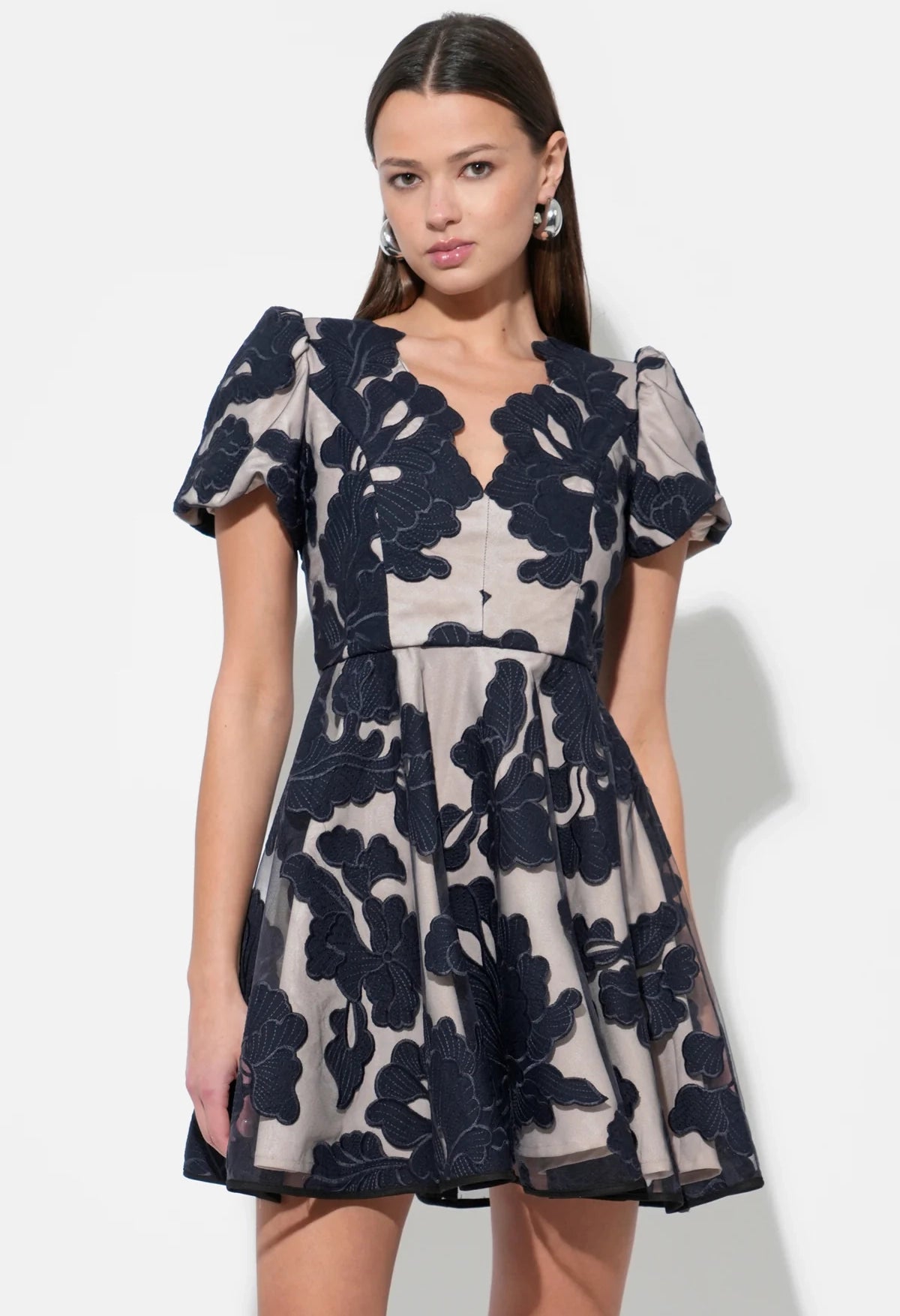 Agnes Embroidered Puff Sleeve Dress