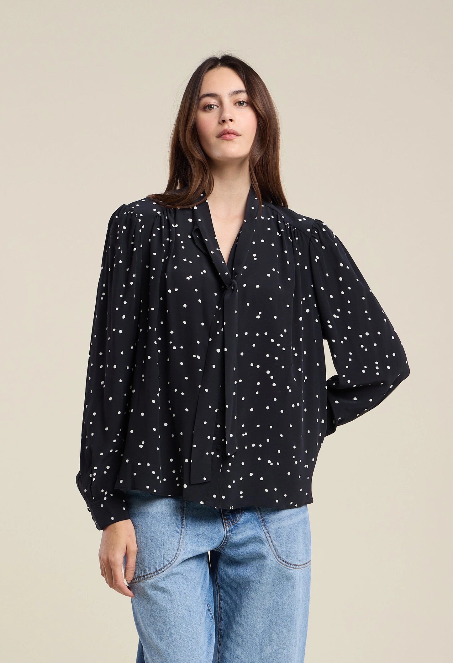 Alma Polka Dot Print Top