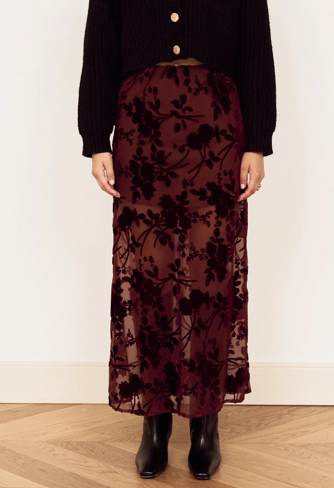 Anouk Velvet Midi Skirt