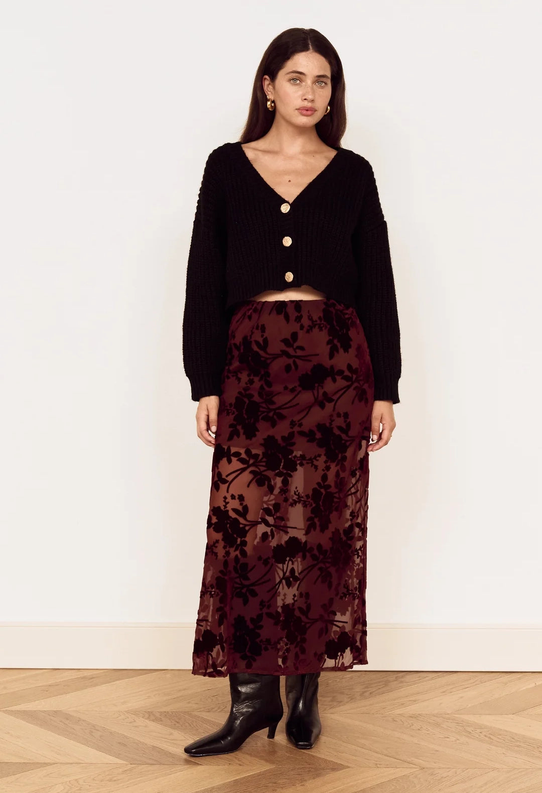 Anouk Velvet Midi Skirt