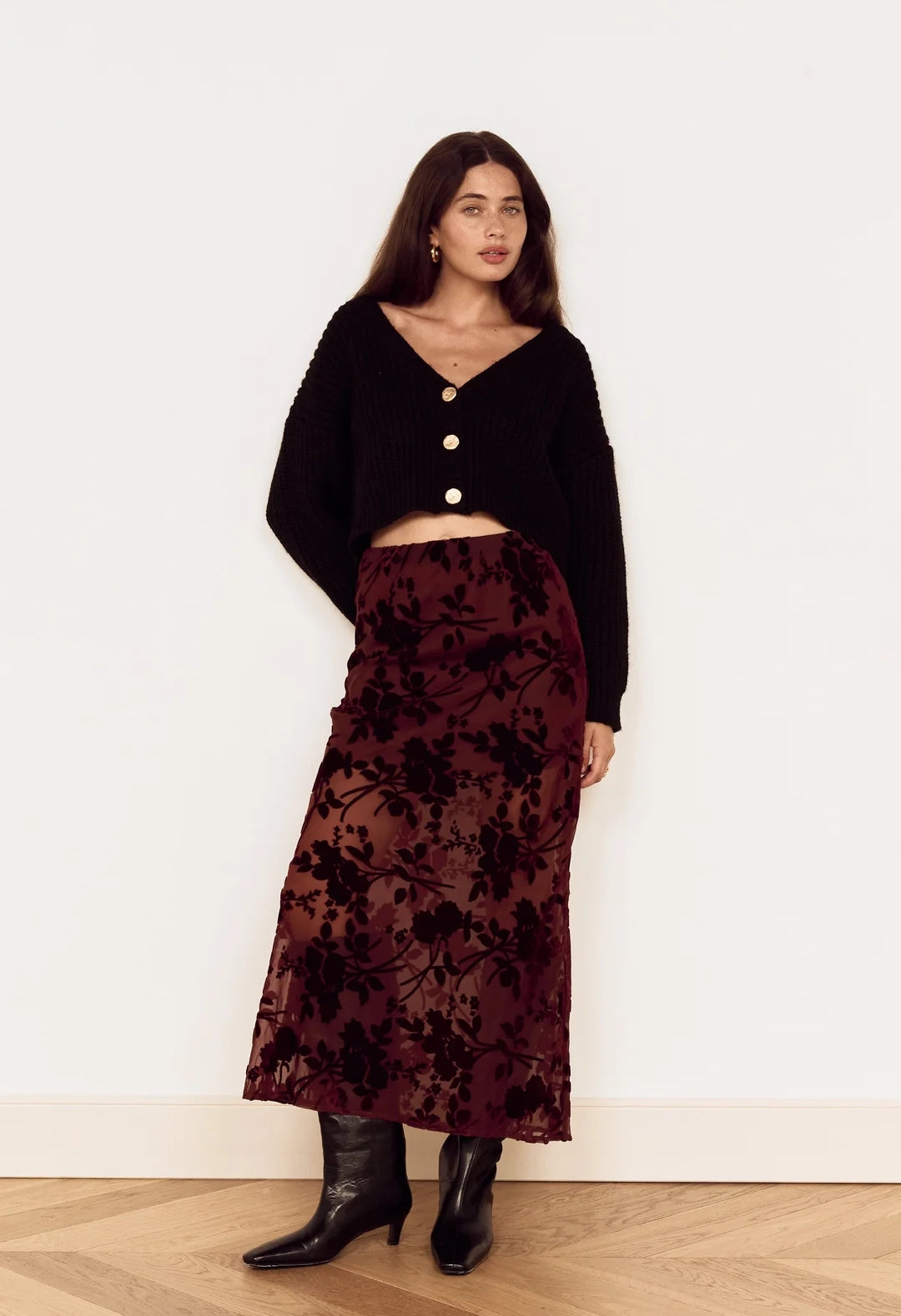 Anouk Velvet Midi Skirt