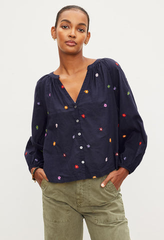 Aretha Novelty Embroidery Top