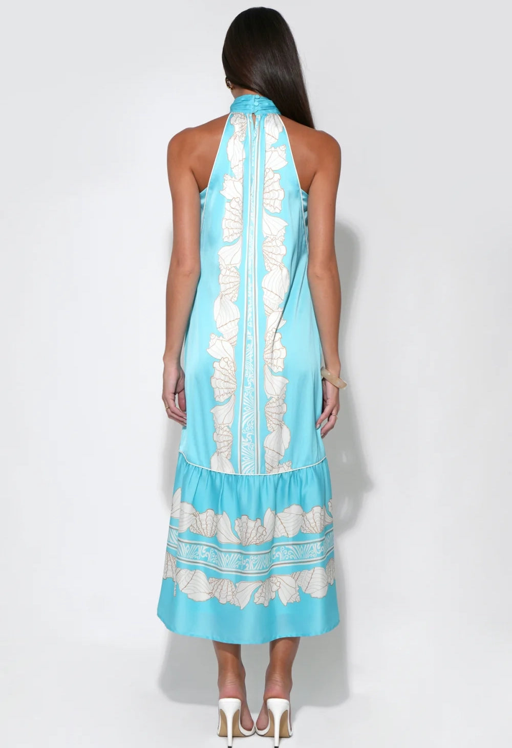Ariella Halter Printed Seashell Maxi Dress