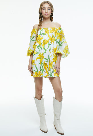 Artemis Off the Shoulder Blouson Mini Dress