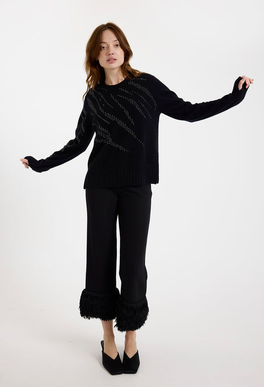 Hot Fix Zebra Crewneck Sweater