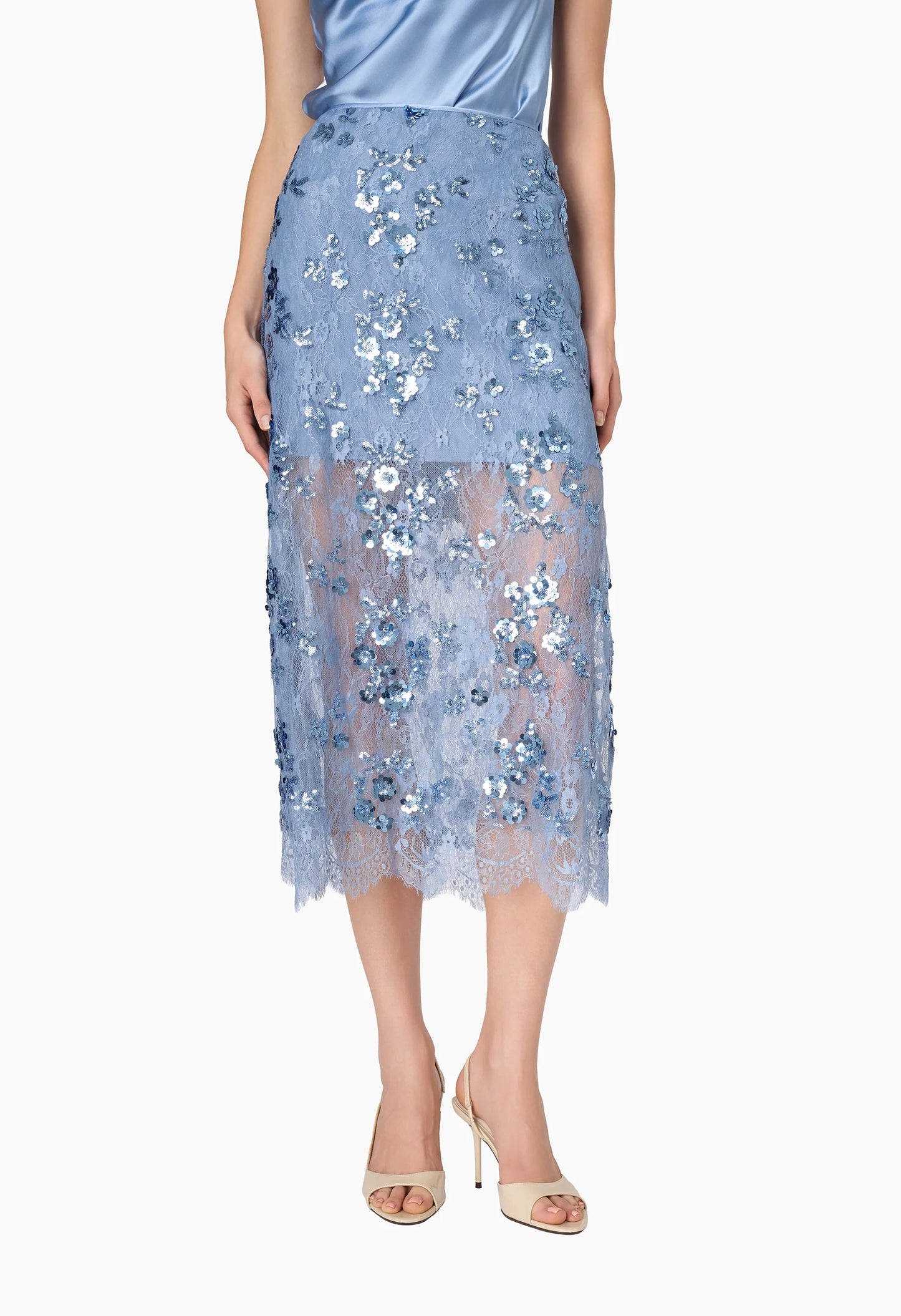 Aylin Sequin Lace Midi Skirt