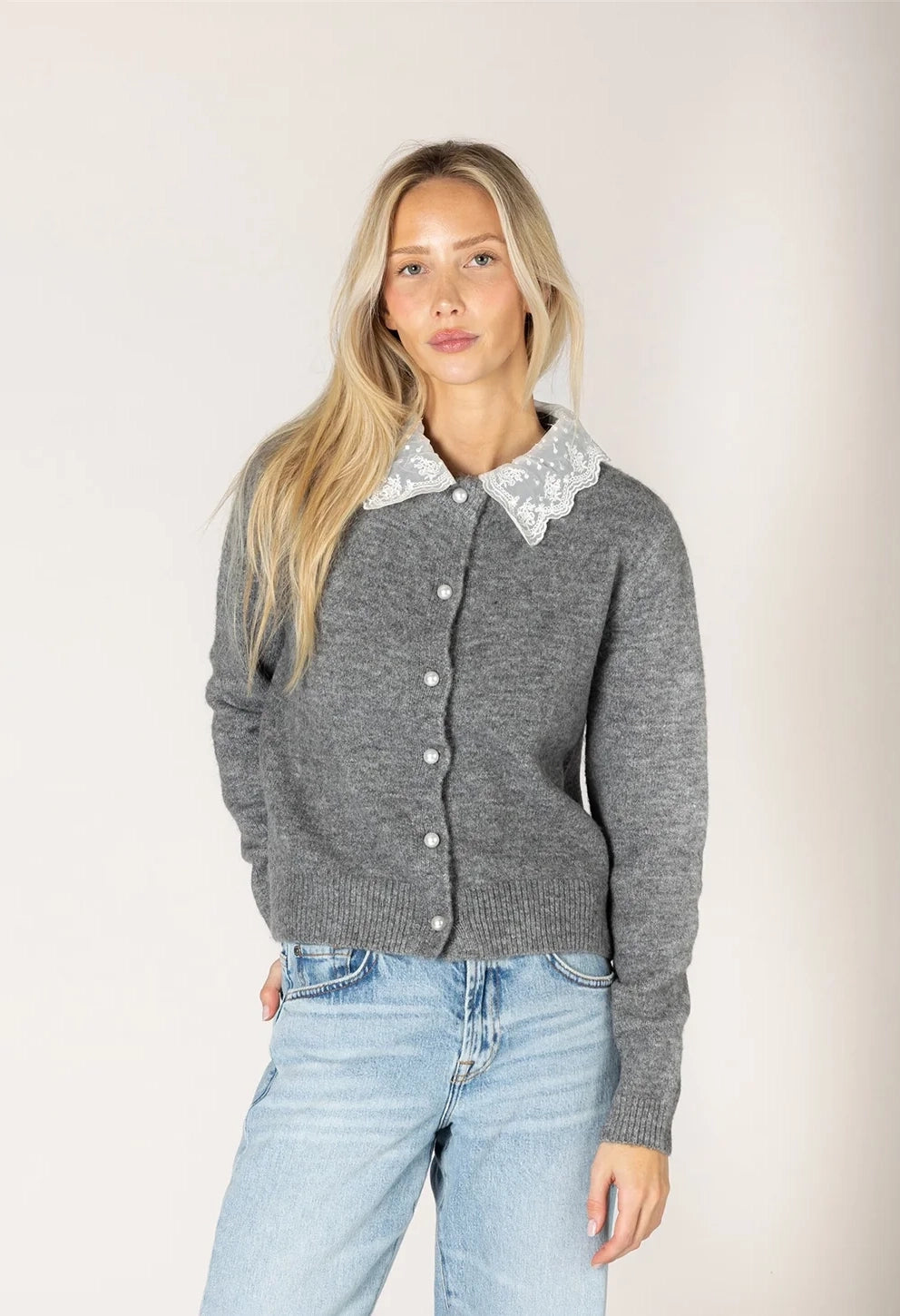 Aisha Novelty Lace Collar Cardi