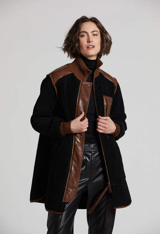 Audrey Shearling With Vegan Leather Coat