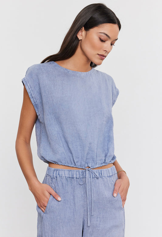 Bayla Woven Linen Tie Crop Top