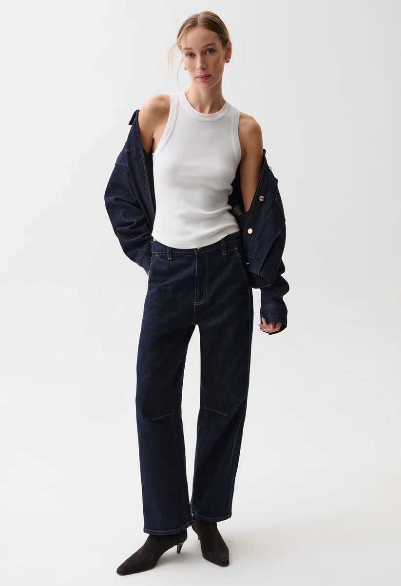 Beau Seamed Crescent Raw Jean