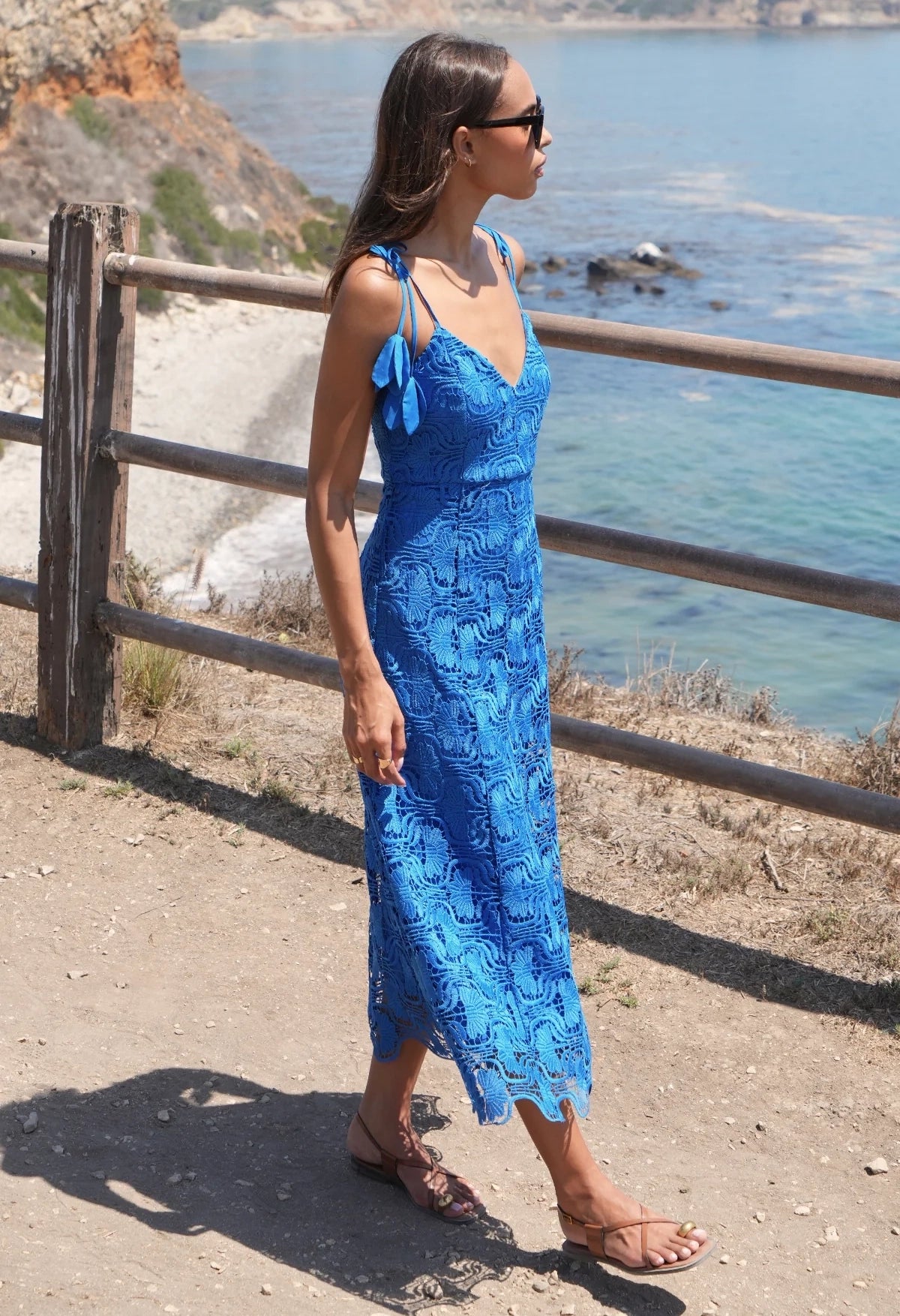 Blair Flower Tie Straps Lace Dress