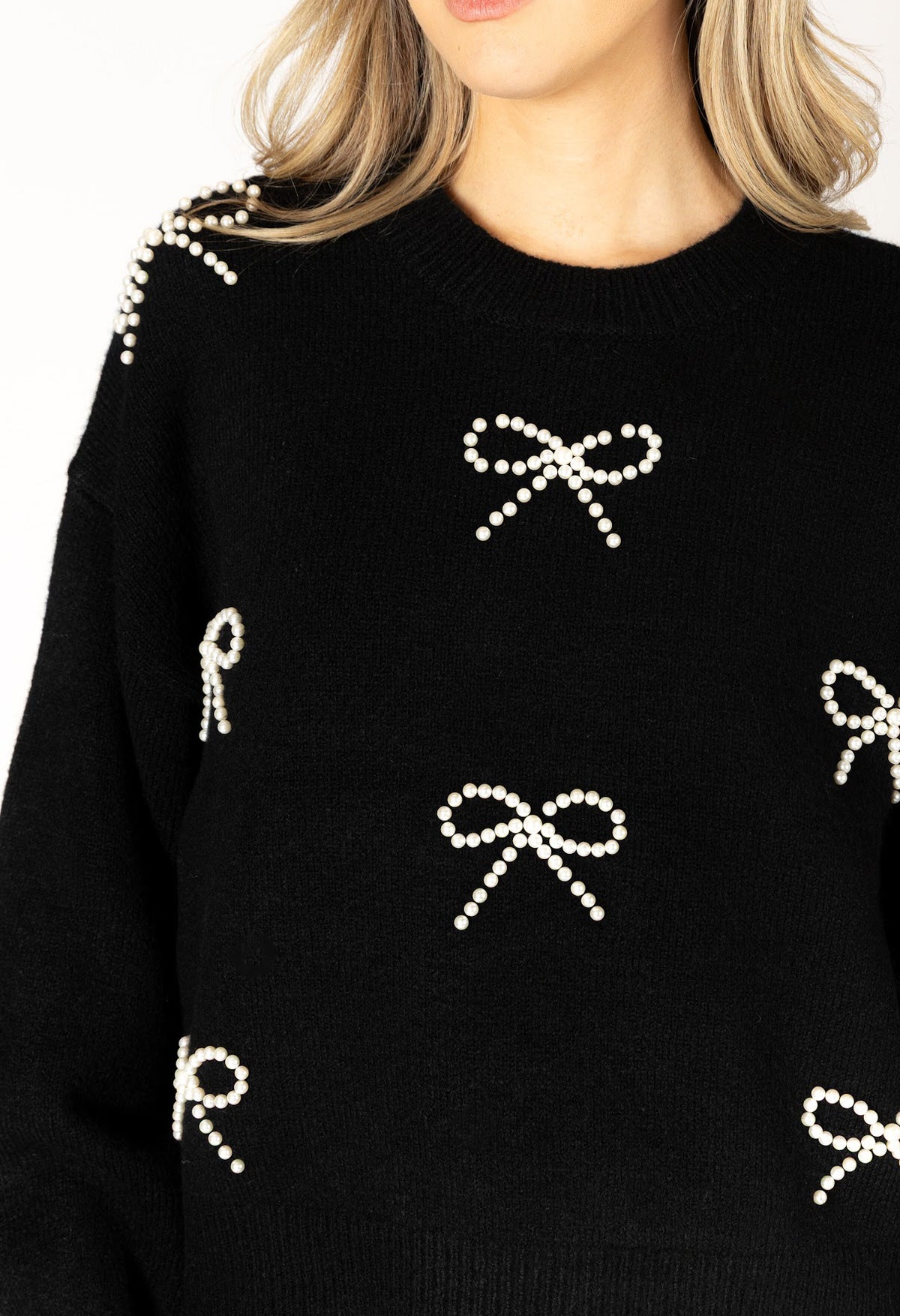 Bows Novelty Pearl Bow Sweater