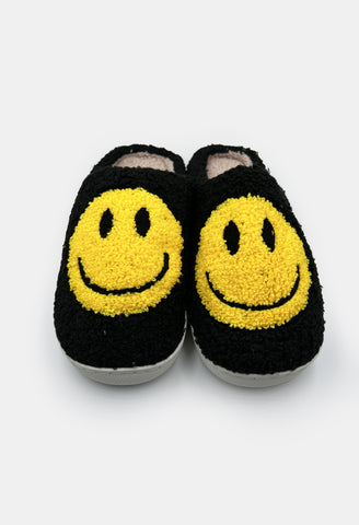Black/Yellow Smiley Slippers