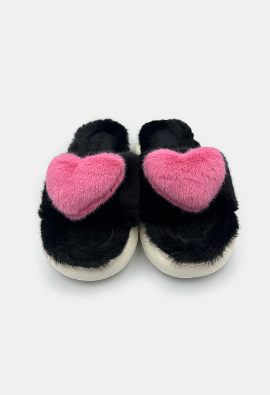 Black Heart Slippers