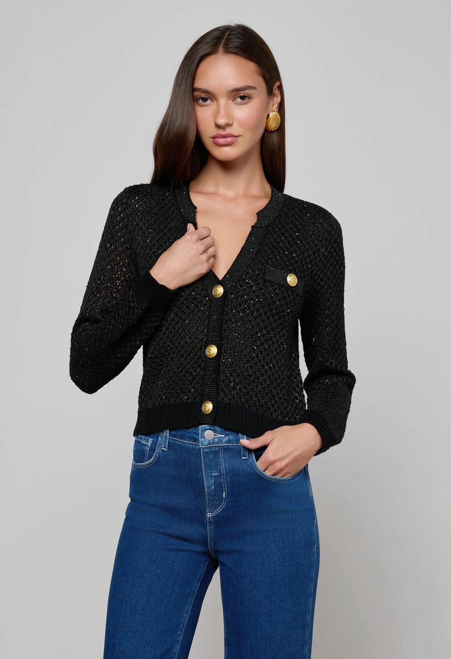 Blanca Sequin Crop Cardigan